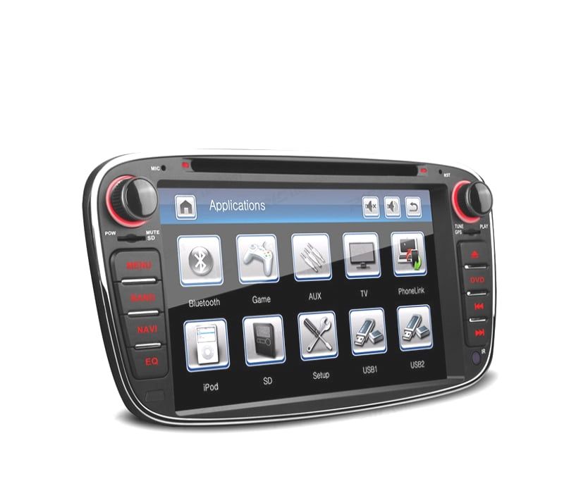 AUTO RADIO 2DIN 7" PARA FORD REDONDO COR PRETO USB GPS TACTIL HD