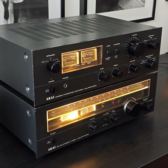 Akai AM‑2450 + Akai AT‑2450 — Cinza/Titânio - Alta Fidelidade, Hi‑Fi, Vintage.