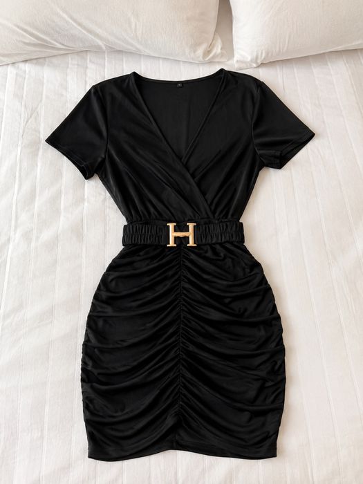 Vestido Preto Drapeado