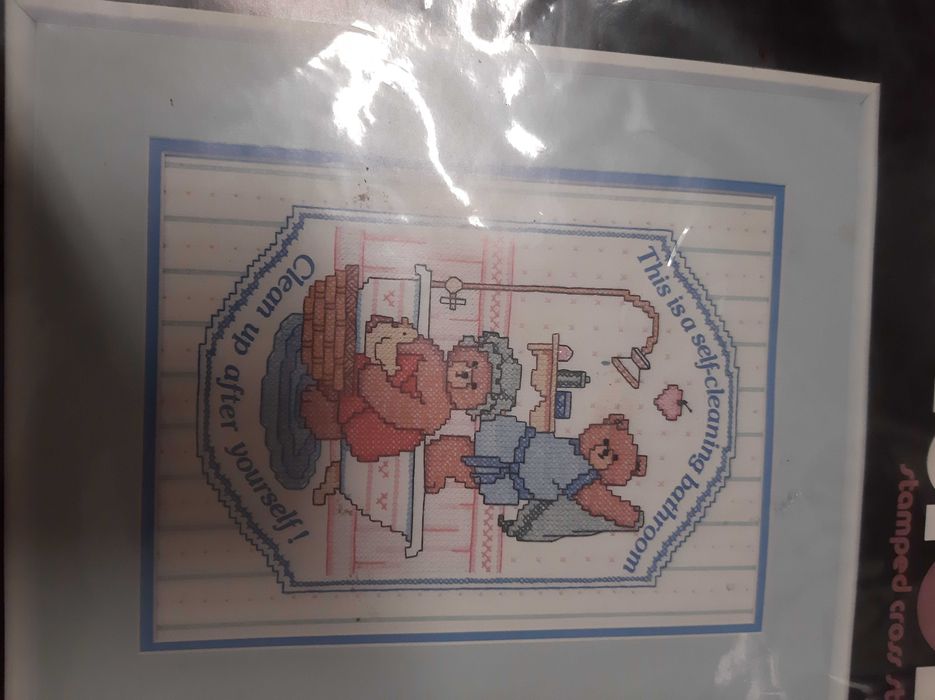 LOTE kits para ponto cruz (com tecido, linhas e esquema)