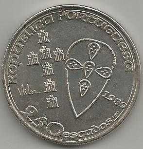 Portugal 250 escudos, 1989 850 Anos da Batalha de Ourique – Fundação de Portugal
