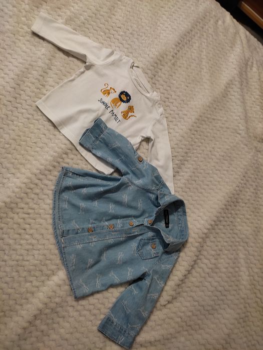 Zestaw dla chłopca koszula i bluzka na długi rękaw r.68