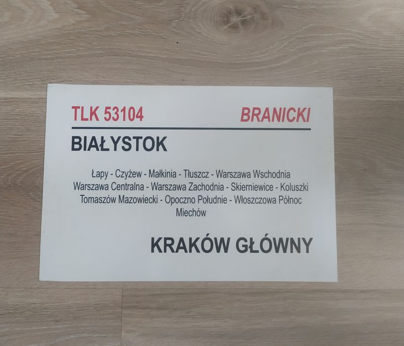Tablica kierunkowa TLK Branicki