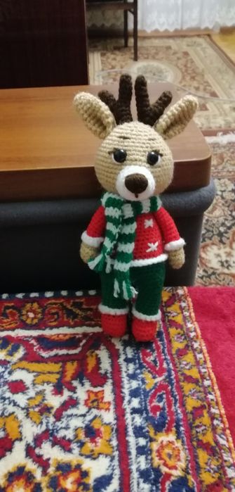 Мягкая игрушка Олень новогодний ручной работы.