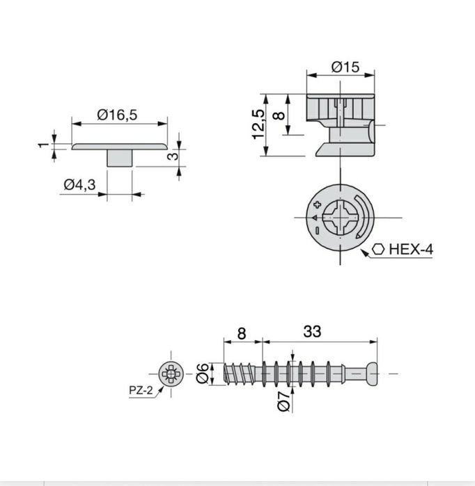Conjunto de parafusos de montagem de móveis