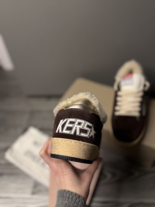 Кеды зимне голедн гуз с мехом замшевые коричневые golden goose