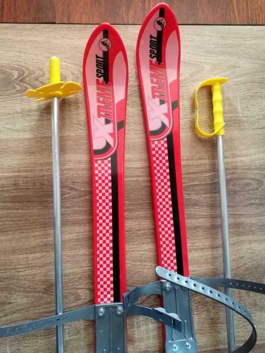 Narty dziecięce plastikowe junior size 90 cm + kijki na buty okazja