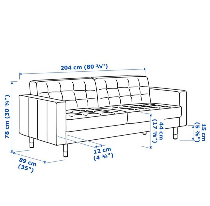 Sofá IKEA LANDSKRONA de 3 lugares – preto