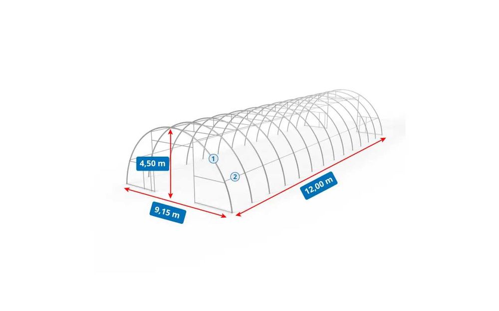 Hala łukowa 9,15x12m Całoroczna Gruba plandeka Polski producent