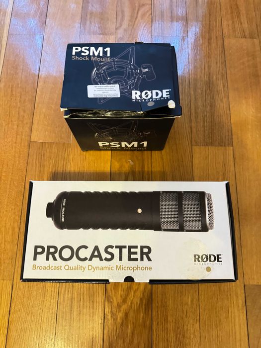 Microfone Rode Procaster + Rode PSM1 Schock Mount