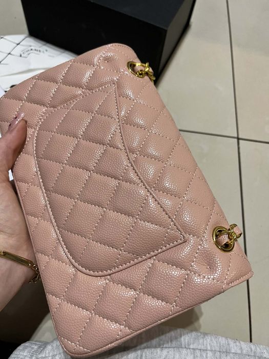 Torebka chanel classic flap bag rozowa damska zestaw
