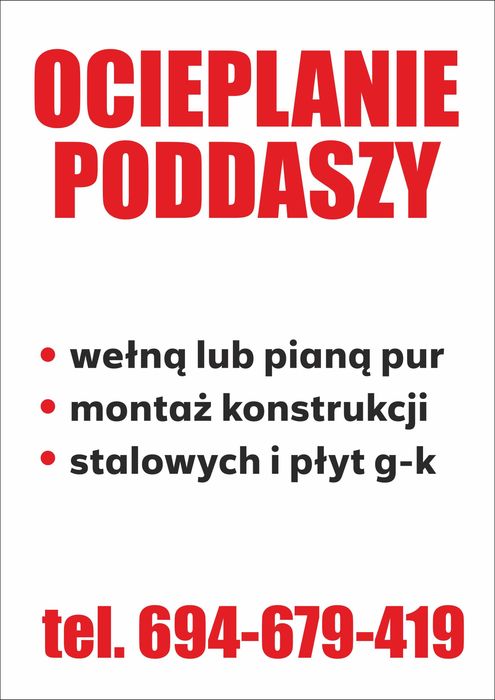 Ocieplenie poddasza pianką piana PUR