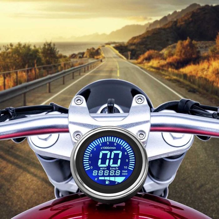 Manómetro velocímetro digital com bicha cafe racer chopper bobber