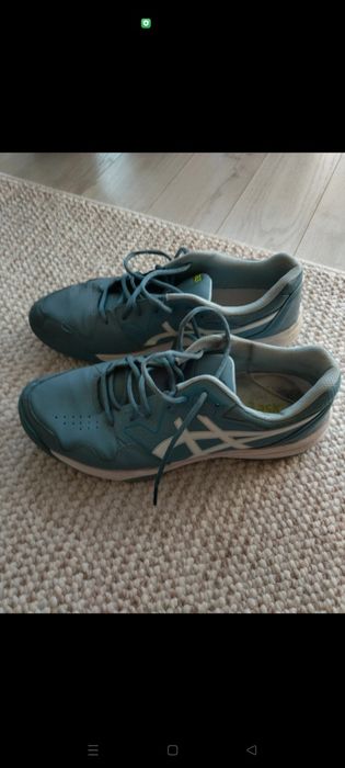 Asics buty sportowe squash tenis zielone niebieskie  46 trening halowe
