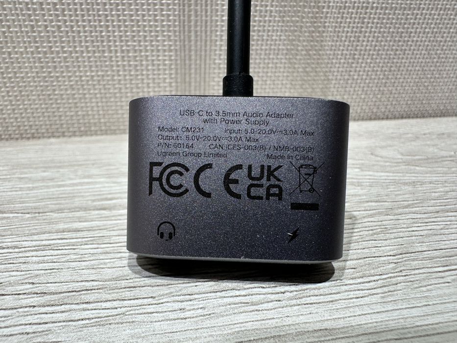 Адаптер перехідник UGREEN 2 in 1 USB C to USB C + 3,5 adapter DAC chip