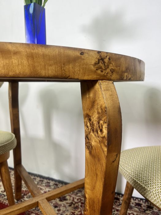 Stół okrągły art deco prl lata 60 orzech mat śr.70 vintage retro