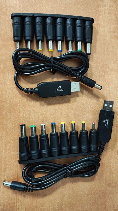 Кабель для роутера USB DC 5V to 9V и 5V to 12V  с набором переходников