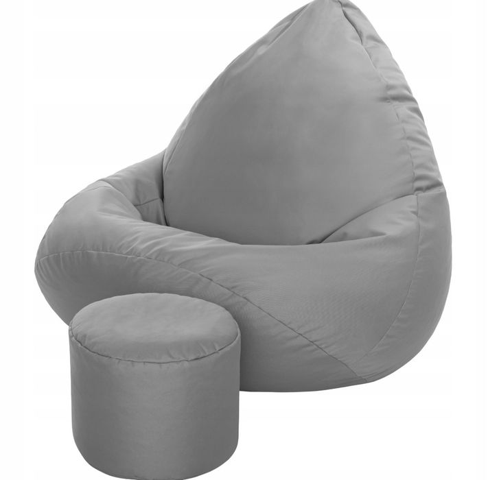 Poduszka/pufa do siedzenia szara z podnkuszkiem. Skaj/skay