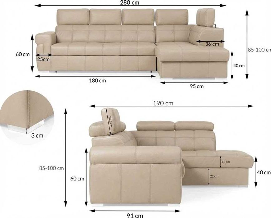 Narożnik Skórzany Alto. Skóra naturalna kanapa