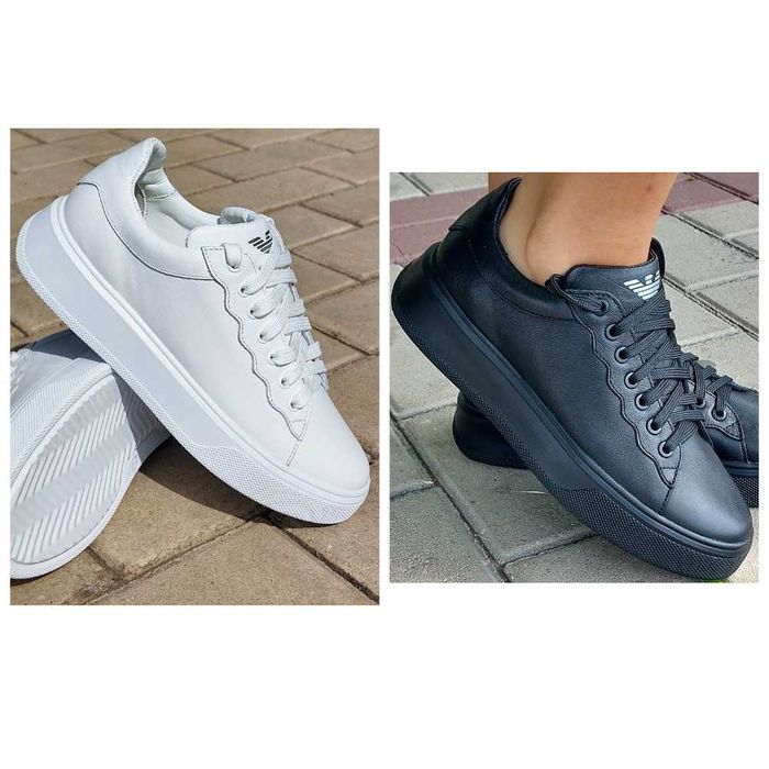 36-41р! Женские кожаные черные белые кеды кроссовки на высокой подошве