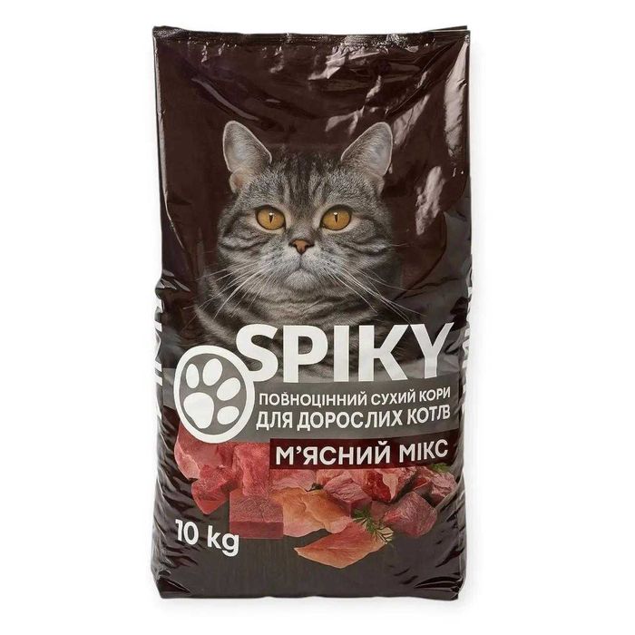 Корм для котів Spiky мʼясний мікс сухий 10 кг