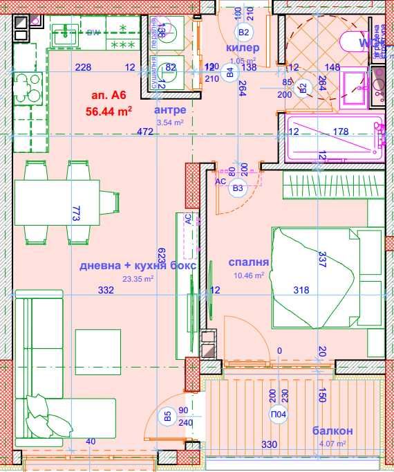Апартаменти 1+1 в жк Дистрикт, м. Бургас, Болгарія.