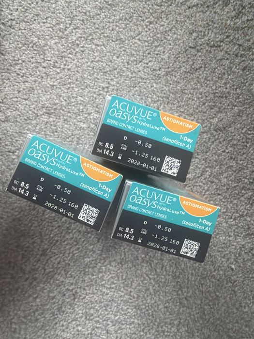 Soczewki jednodniowe 1-day acuvue oasys -0,50 -1,25 160 astygmatyzm