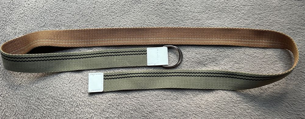 Pasek wiązany parciany klasyczny zielony brązowy khaki 1986 denim