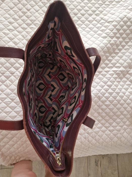 Piękna burgundowa torebka skórzana shopperka Batycki