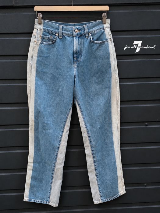 7 For All Mankind damskie jeansy W 27 proste wysoki stan S niebieskie USA  premium streetwear