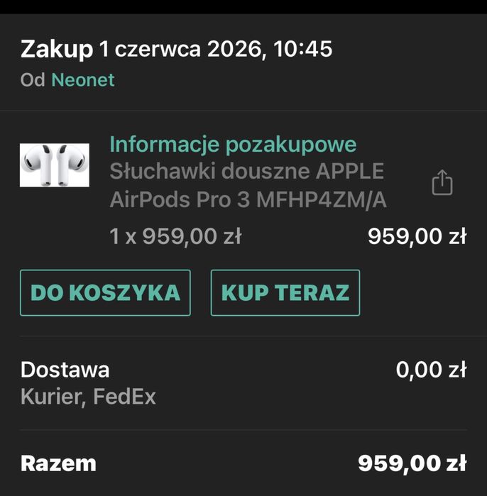 Słuchawki Apple Airpods Pro 3 nowe