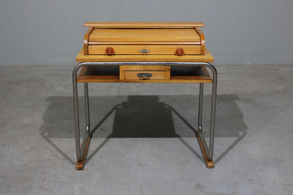 Escrivaninha em metal cromado e madeira | Torck