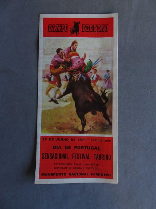 Campo Pequeno Bullfighting Program, June 10, 1971: José Mestre Batista, Luís Veiga, Sommer d' Andrade