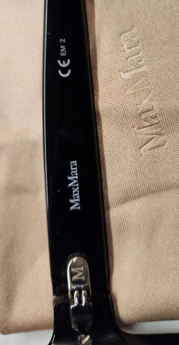 Oryginalne okulary przeciwsłoneczne Max Mara damskie duże muchy glamou