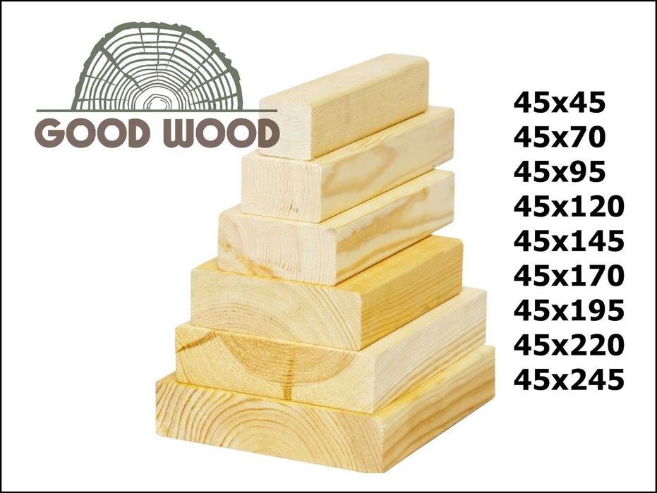 Legary tarasowe 45x145 C24 podłogowe kantówka DREWNO SKANDYNAWSKIE
