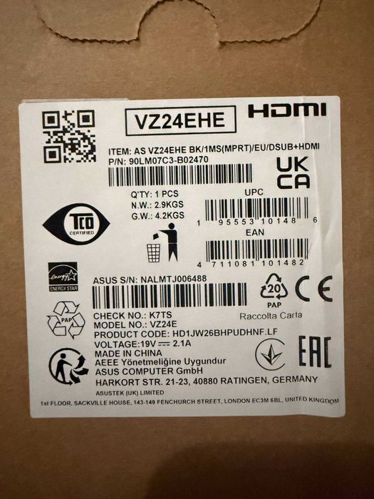 ASUS VZ24EHE Computer Monitor – 23.8"64737903908225124