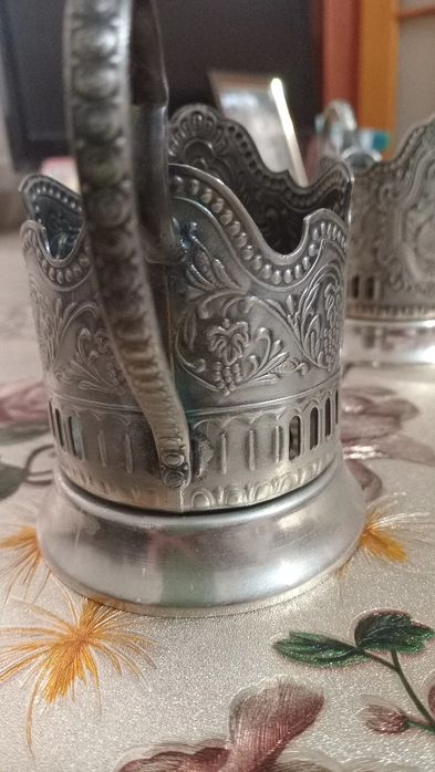 2  постаканника мельхиор и др.металл