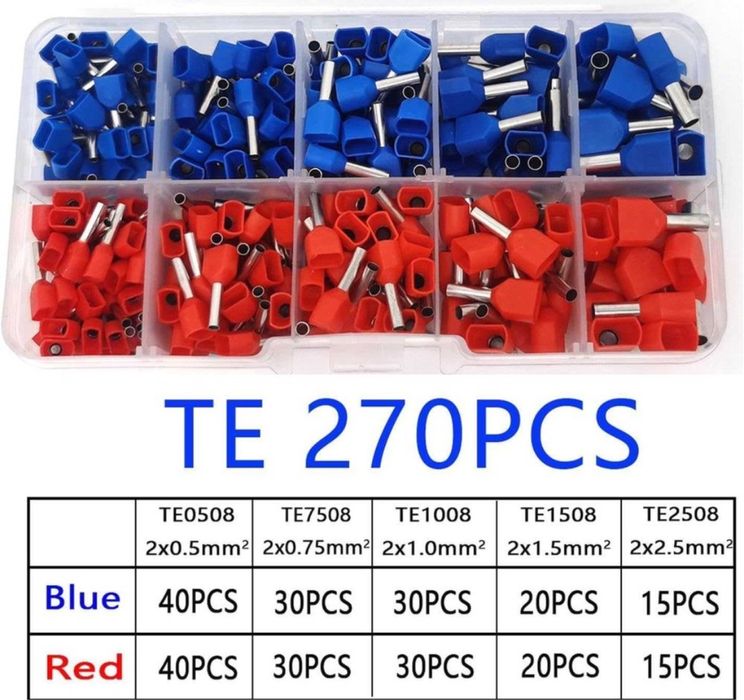 Набор трубчатых наконечников 400, 700, 2120 шт клемма трубчатая