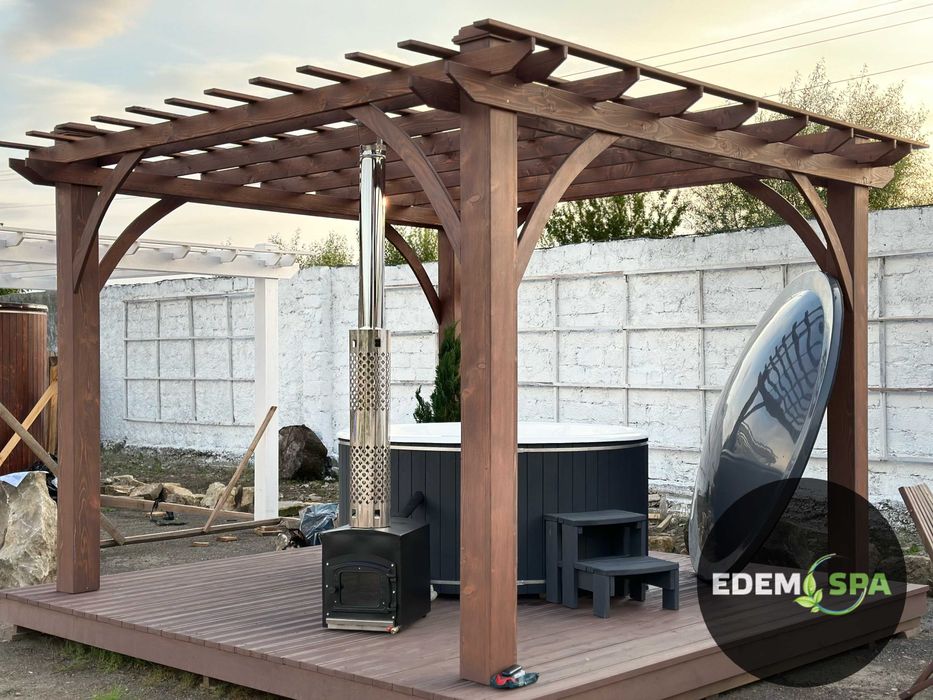 Купіль з пічкою на дровах.Карпатський чан.Офуро.Фурако