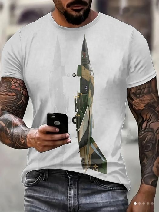 Koszulka męska z nadrukiem myśliwca 3D XL