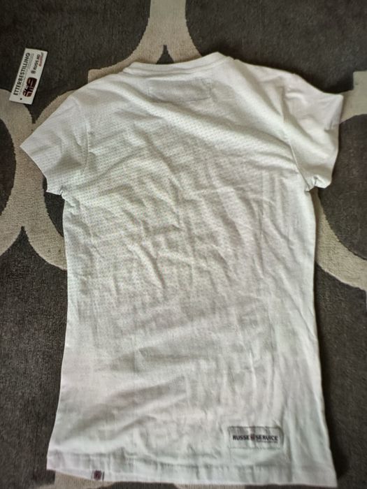 Koszulka biała t-shirt biały napisy Russe Service RusseService L