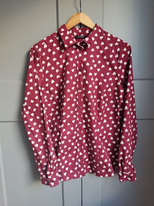 Piękna czerwona bordowa koszula w serca XXL/44 plus size oversize