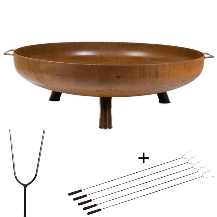 Palenisko ogrodowe Corten na nóżkach 80cm blacha 3mm głębokie + Gratis