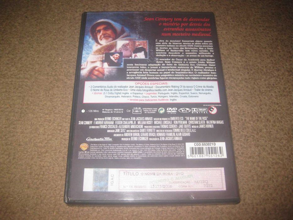 "O Nome da Rosa" com Sean Connery numa Edição Especial com 2 DVDs