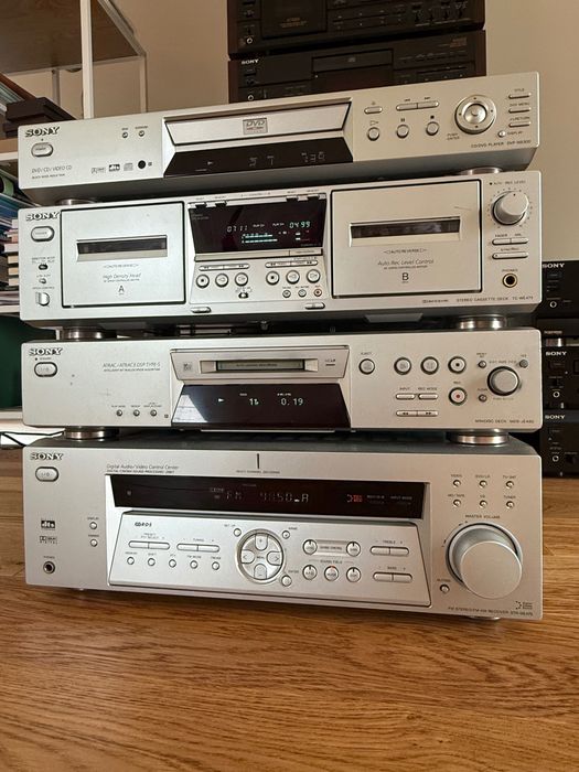 sony zestaw wieża str-de475, mds-je480, tc-we475, dvp-ns300