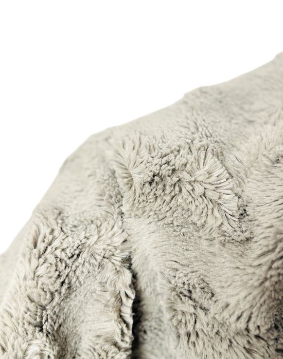 Kurtka futerko krótka beżowo-szara cozy casual L