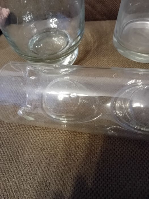 3 Szklane wazony plus świecznik