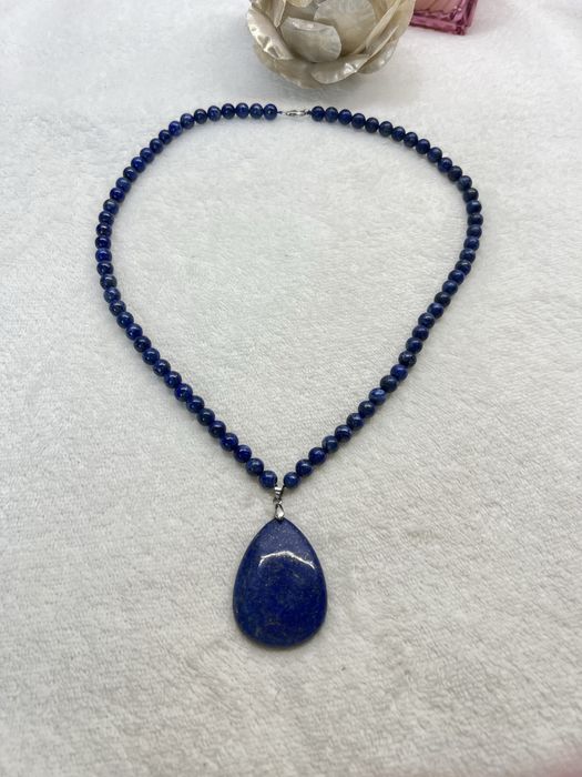 Naszyjnik kamienie naturalne lapis lazuli lazuryt srebro 925 10