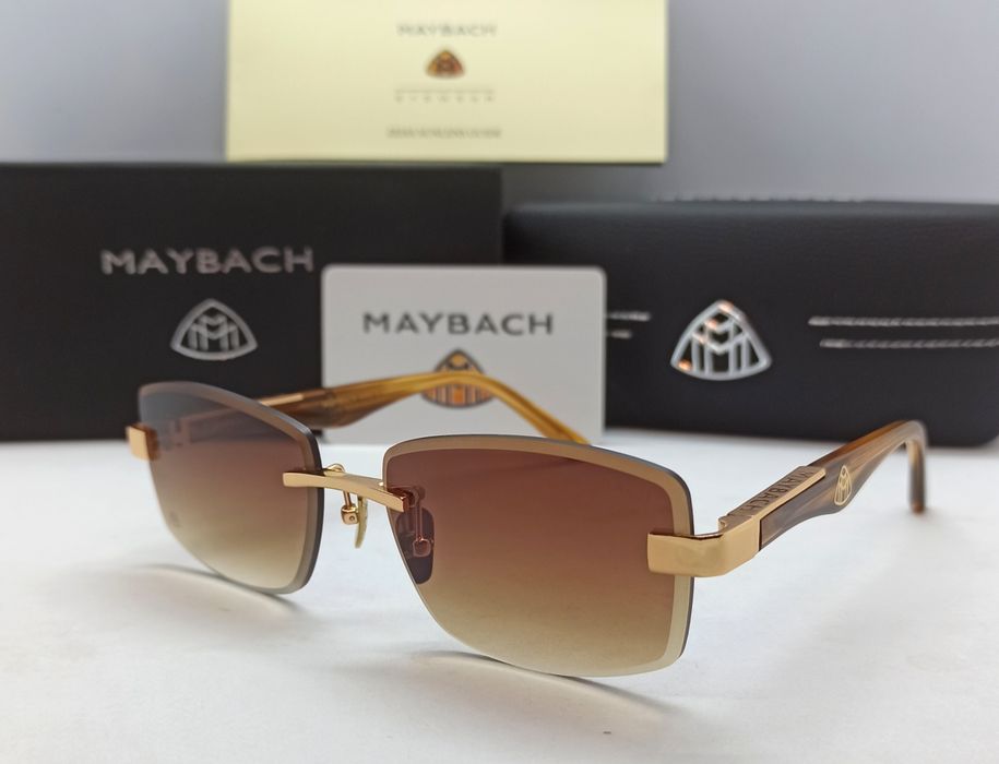 Maybach брендовые очки унисекс коричневый градиент в золоте дужки беж