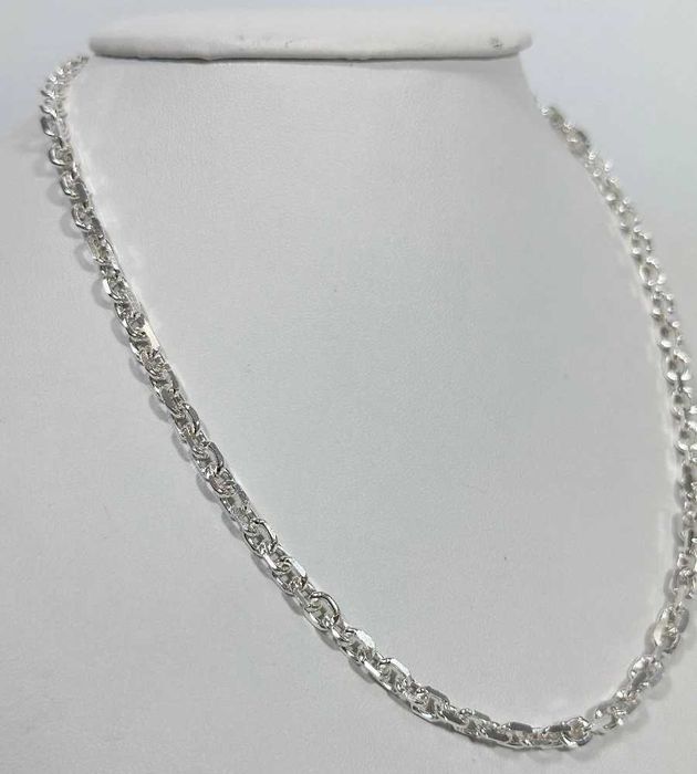 Piękny duży srebrny męski łańcuszek o splocie ankier 925